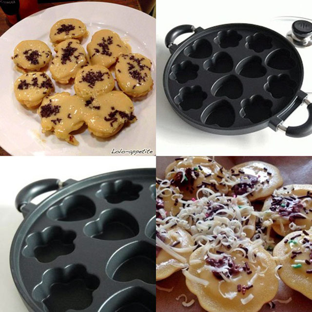 Cetakan Kue Cubit 12 Lubang Motif Bunga & Hati - Image 4