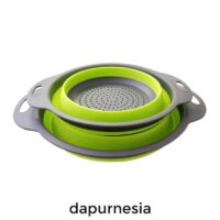 Set 2 Pcs Flip Colander Baskom Ember Saringan Lipat [Green]