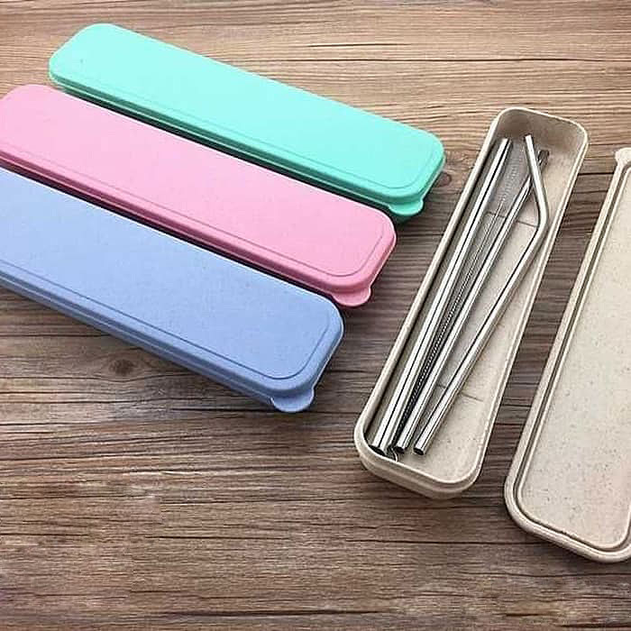 ECO Set Pcs Sedotan Stainless Straw (S) 1+1+1 Case