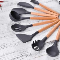 Alternative view of Kukonware Spatula Sodet Utensil Silicone Set 9 Pcs BLACK