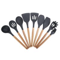 Kukonware Spatula Sodet Utensil Silicone Set 9 Pcs BLACK