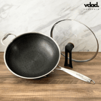 Alternative view of VCLAD Stainless Steel Wok Pan 32cm Honeycomb SUS 316