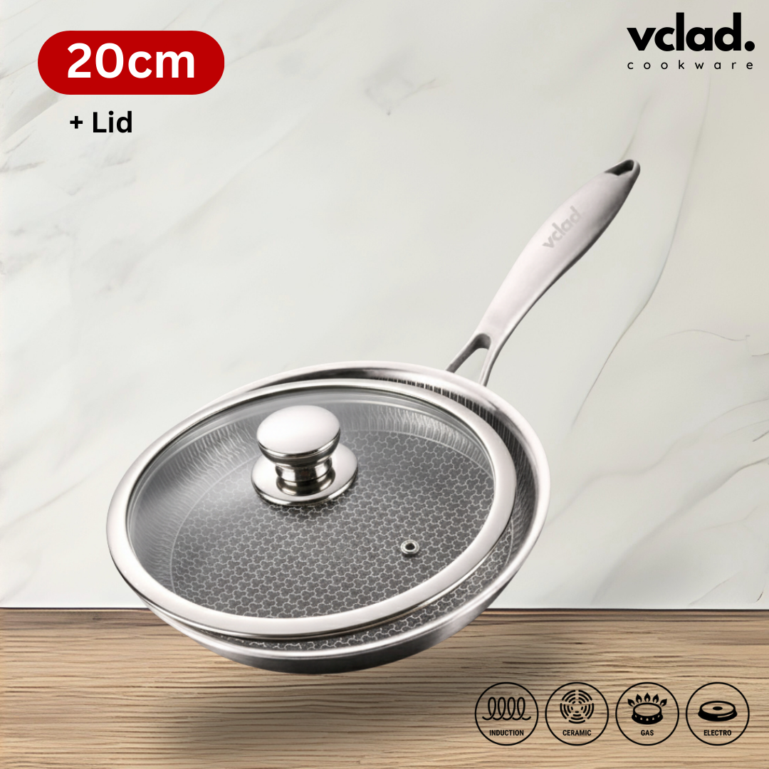 VCLAD Stainless Steel Fry Pan 20cm Honeycomb SUS 316