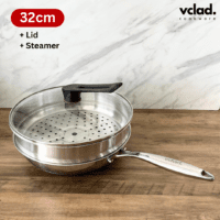 VCLAD Stainless Steel Wok Pan 32cm Honeycomb SUS 316
