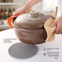 Tatakan Silikon Tahan Panas Set 2 Pcs 17cm – Lindungi Meja dari Panas, Tidak Mudah Geser