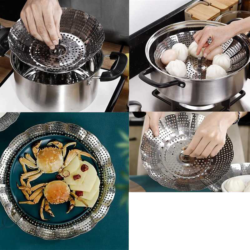 Nampan Pengukus Lipat Stainless – Cocok untuk Berbagai Ukuran Panci, Praktis & Hemat Tempat - Image 8