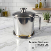 Tempat Saringan Minyak Stainless 1.3L – Simpan Minyak Lebih Bersih & Dapur Lebih Rapi