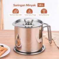 Oil Pot Wadah Saringan Minyak Stainless Steel 1.6L
