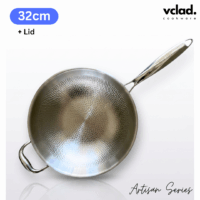 Alternative view of VCLAD Artisan Wok 32cm with Lid Full Clad Stainless Steel
