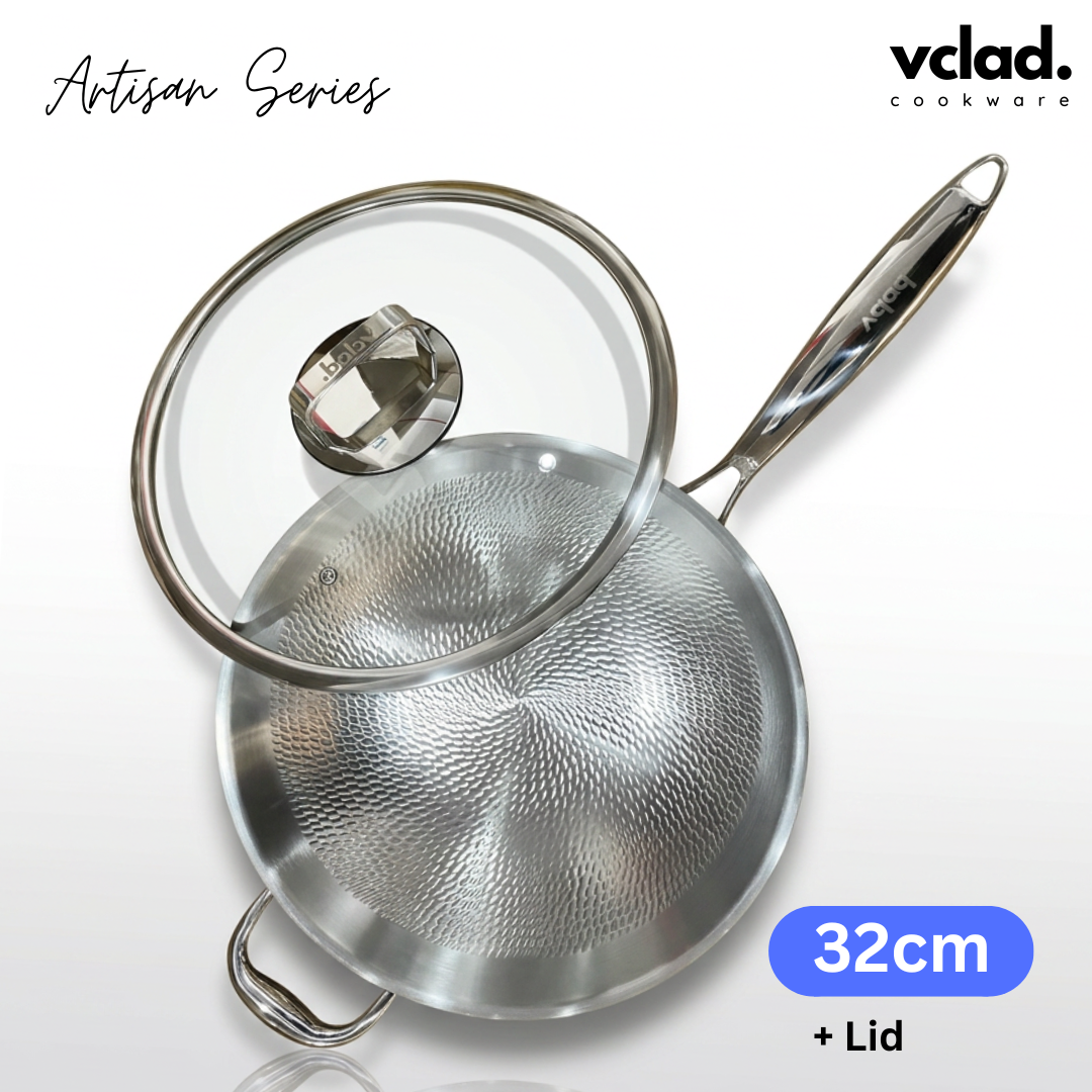 VCLAD Artisan Wok 32cm with Lid Full Clad Stainless Steel
